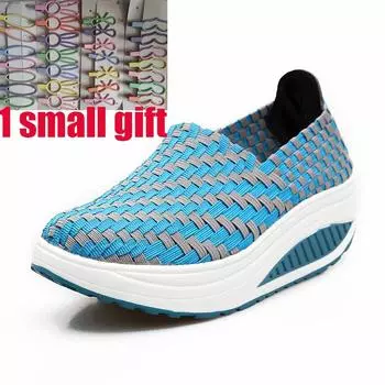 Женская повседневная обувь, увеличивающая рост, плетеная обувь ручной работы, модная скользящая женская обувь высокого качества, женская обувь на плоской подошве для отдыха 4.5 розовый