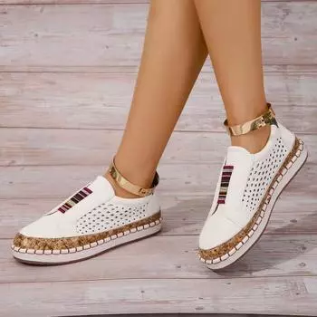 Женская повседневная обувь весна и осень плоская подошва вулканизированная обувь женская новая дышащая полая обувь для отдыха модная обувь для женщин 36 белый