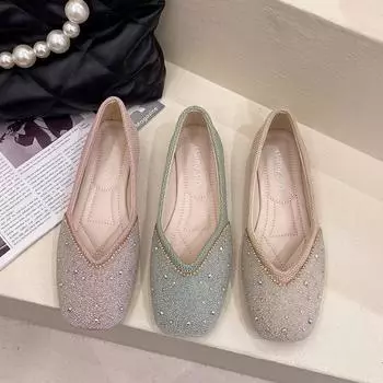 Женская повседневная обувь весна-лето 2022 модные блестящие туфли на плоской подошве женские лоферы 35 зелёный