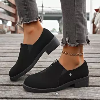 Женская повседневная обувь весна осень 2024 новые модные повседневные кроссовки женские роскошные туфли на платформе с квадратным каблуком на высоком каблуке для женщин 35 чёрный