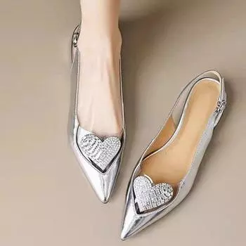 Женская повседневная обувь Женская мода плоские сандалии с украшением в виде сердца с острым носком Женская офисная обувь повседневные сандалии Zapatillas Mujer 35 чёрный