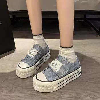 Женская повседневная обувь, женские кроссовки на вулканизированной платформе для женщин, тенденции 2024 года, удобная, роскошная, парусиновая, модная обувь для отдыха на открытом воздухе 35 темно-синий