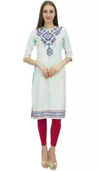 Женская повседневная одежда Bimba с цифровой печатью Kurta Green Ethnic Kurti Designer 10 мятный зеленый
