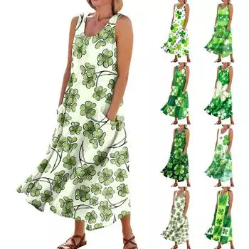 Женская повседневная одежда Comfort St. Карманное платье без рукавов с принтом ко Дню Святого Патрика L