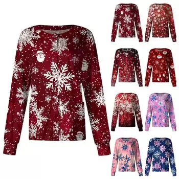 Женская повседневная одежда с длинным рукавом и рождественским принтом, кардиган, верхняя одежда, униформа XXL красный