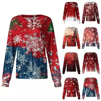 Женская повседневная одежда с длинным рукавом и рождественским принтом, кардиган, верхняя одежда, униформа M