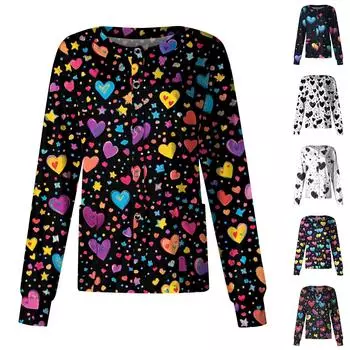 Женская повседневная одежда с длинным рукавом и принтом «Любовь ко Дню святого Валентина», кардиган, верхняя одежда, униформа XXXXXL