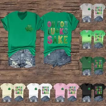 Женская повседневная одежда St. Футболка с короткими рукавами и V-образным вырезом с принтом Патрика L чёрный