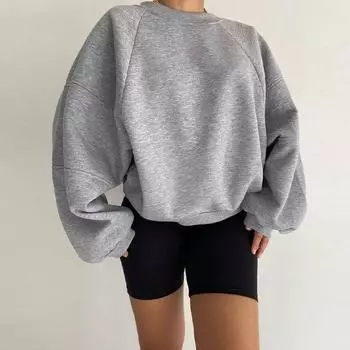 Женская повседневная однотонная базовая толстовка с капюшоном, осенняя круглая горловина, длинный рукав, шикарный свободный универсальный пуловер S верблюд