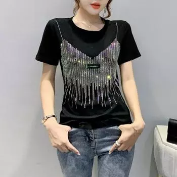 Женская повседневная однотонная футболка с круглым вырезом и надписями, летние рубашки с коротким рукавом и ромбами, модные уличные футболки, топ M белый