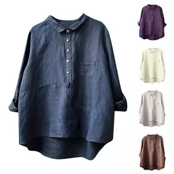 Женская повседневная однотонная пуловерная рубашка, женские топы с длинными рукавами с лацканами L бежевый