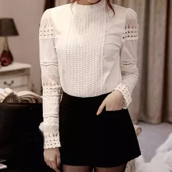 Женская повседневная однотонная рабочая футболка на пуговицах с длинным рукавом и цветочным принтом, блузка, топ XXXL белый