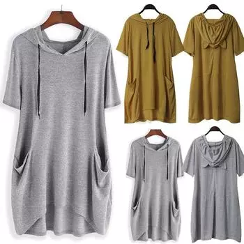 Женская повседневная однотонная рубашка с капюшоном с кошачьими ушками и карманами с короткими рукавами XXL жёлтый