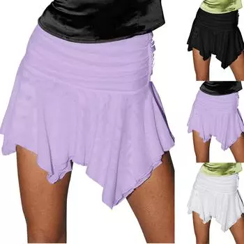 Женская повседневная однотонная юбка с неровным подолом, узкая и модная, плиссированная M армия зеленый