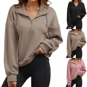 Женская повседневная осенняя куртка с капюшоном, свободный топ с длинными рукавами M синий