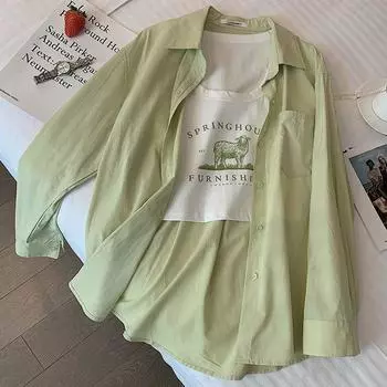 Женская Повседневная Сочетающаяся Офисная Простая Корейская Свободная Рубашка с Длинным Рукавом Шикарный Топ на Пуговицах Женская Блузка XXL синий