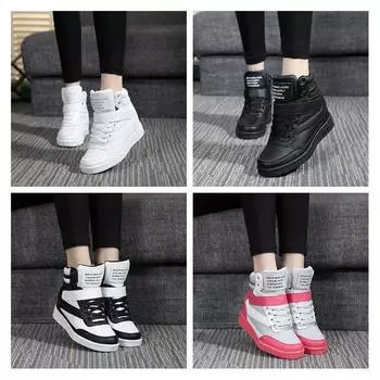 Женская повседневная парусиновая обувь с увеличенной высотой до щиколотки на танкетке с высоким верхом, модная спортивная обувь 40 белый