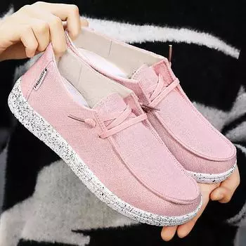 Женская повседневная парусиновая обувь Wendy. Мягкие парусиновые лоферы на шнуровке. Удобные легкие без шнуровки прогулочные туфли. Дышащие парусиновые кроссовки для женщин. 36