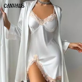 Женская повседневная пижама, два комплекта слинга, сексуальная модная имитация шелковой пижамы, домашняя одежда из ледяного шелка S красный