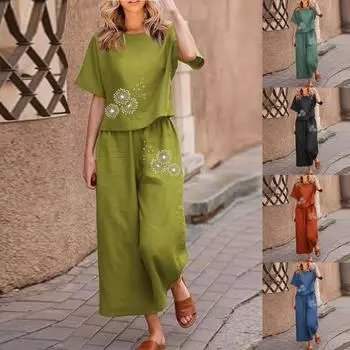 Женская повседневная пуловерная рубашка с длинным и коротким рукавом с круглым вырезом, повседневный костюм с художественным ретро-принтом L чёрный