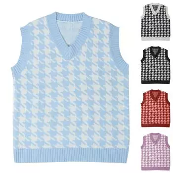 Женская повседневная пуловерная рубашка с v-образным вырезом, цветной свитер без рукавов, жилет L бежевый