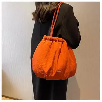 Женская повседневная пушистая сумка, большая вместительная сумка на одно плечо, хлопковая сумка, ультралегкая сумка на плечо one size чёрный