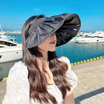 Женская повседневная пустая шляпа, летняя солнцезащитная шляпа, черная шляпа с гелевой оболочкой бежевый