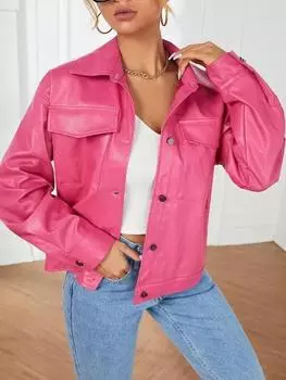 Женская повседневная розовая рубашка ручной работы из натуральной кожи ягненка, стильная, дизайнерская, мягкая кожа XS розовый