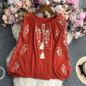 Женская повседневная рубашка большого размера с принтом, свободная туника на пуговицах, блузка, топы One Size оранжевый