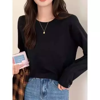 Женская повседневная рубашка большого размера с круглым вырезом и однотонной внутренней частью снизу 3XL белый