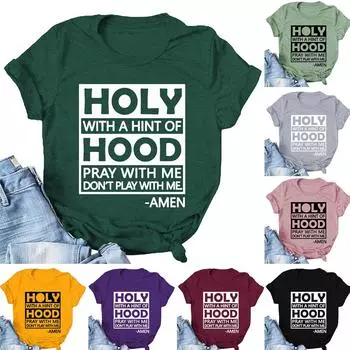 Женская повседневная рубашка с буквенным принтом, футболки с короткими рукавами, туника