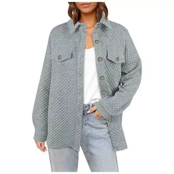 Женская повседневная рубашка с длинным рукавом на пуговицах, свободная легкая рубашка, куртка, пальто, верхняя одежда с карманами S коричневый