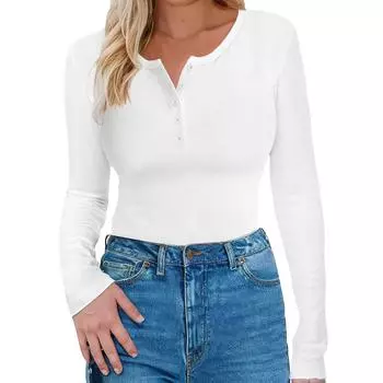 Женская повседневная рубашка с длинным рукавом на пуговицах L белый