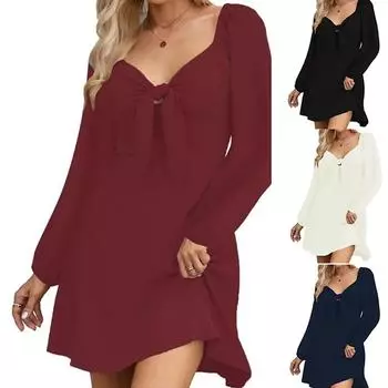 Женская повседневная рубашка с круглым вырезом и коротким рукавом, эластичная завязка на боку L чёрный