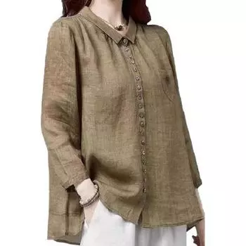 Женская повседневная рубашка с v-образным вырезом и лацканами, рубашка с длинным рукавом, однотонная, однобортная, свободная рубашка с карманом XL