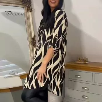 Женская повседневная рубашка с v-образным вырезом и коротким рукавом, свободная блузка с цветным блокирующим полосатым принтом, рубашка средней длины, рабочая одежда 2XL хаки