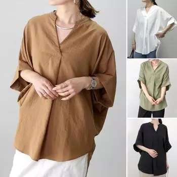 Женская повседневная рубашка с V-образным вырезом, рукавом «летучая мышь», свободный крой спереди, пуловер, топы, длинные, с короткой спинкой, для работы и бизнеса зелёный