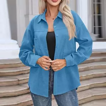 Женская повседневная рубашка средней длины с длинным рукавом, однотонные топы L