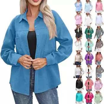 Женская повседневная рубашка средней длины с длинным рукавом, однотонные топы S светло-зеленый