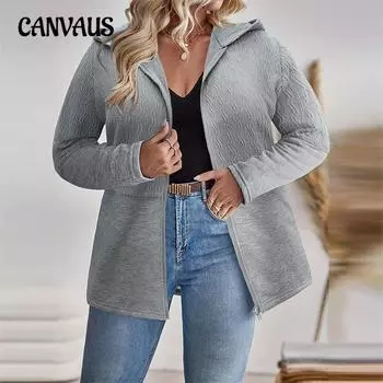 Женская повседневная серая куртка с капюшоном больших размеров, осенняя облегающая куртка с длинным рукавом, кардиган 1XL серый