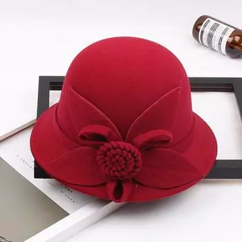 Женская повседневная шляпа-цилиндр с широкими полями, модная шляпа-купол с цветком, осень-зима 2022 M56-58cm