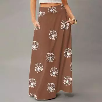 Женская повседневная складная юбка макси с высокой талией, принтом в горошек, карманом, драпировкой, свободного кроя L