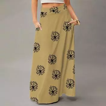 Женская повседневная складная юбка макси с высокой талией, принтом в горошек, карманом, драпировкой, свободного кроя L