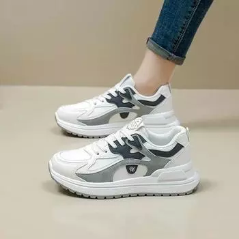 Женская повседневная спортивная обувь на платформе с мягкой подошвой повседневные кроссовки женские для бега на открытом воздухе увеличенная вулканизированная обувь Zapatillas Mujer 35 бежевый