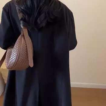 Женская повседневная сумка через плечо, плетеная, простая, New Moon, женская, однотонная, модная, сумка через плечо, сумка для отдыха, сумка для поездок на работу 28x10x16cm кофейный