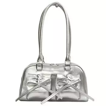 Женская повседневная сумка для поездок на работу с двумя карманами из искусственной кожи Chic Hobo Bag (Серебряный)