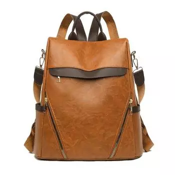 Женская повседневная сумка из искусственной кожи на плечо в стиле ретро, простой рюкзак большой вместимости для путешествий, рюкзак для мамочек чёрный