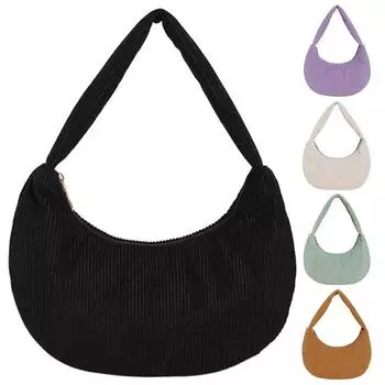 Женская повседневная сумка на плечо, большая вместительная вельветовая шикарная сумка-хобо, однотонная стильная сумка для подмышек, простая сумка для пельменей с мягкой подкладкой коричневый