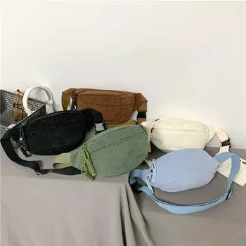 Женская повседневная сумка на ремне, вельветовая нагрудная сумка большой емкости, однотонная сумка на плечо с регулируемым ремешком, многофункциональная дорожная сумка коричневый