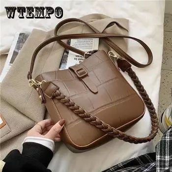 Женская повседневная сумка, однотонная универсальная поясная сумка, винтажная сумка на одно плечо, сумка-мессенджер 23*23*7cm